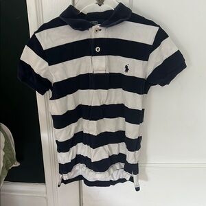 Ralph Lauren Kids Navy and White Striped Polo Shirt